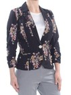 Xoxo Ruched Sleeve One Button Blazer Jacket (Black Striped Floral, Medium, NWT) — photo 2