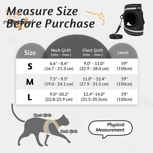 rabbitgoo Pet Cat Harness & Leash Set Dog Walking Vest Escape Proof Adjustable - Picture 2 of 13