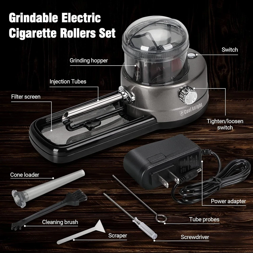 Electric Cigarette Rolling Machine, Portable Tobacco Injector Machine can Grind - Image 2 of 4