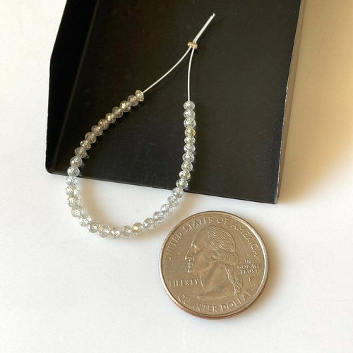 6 Beads 3mm Rare Natural Clear White Diamond Faceted Rondelle/Round Beads Loose - Picture 4 of 6