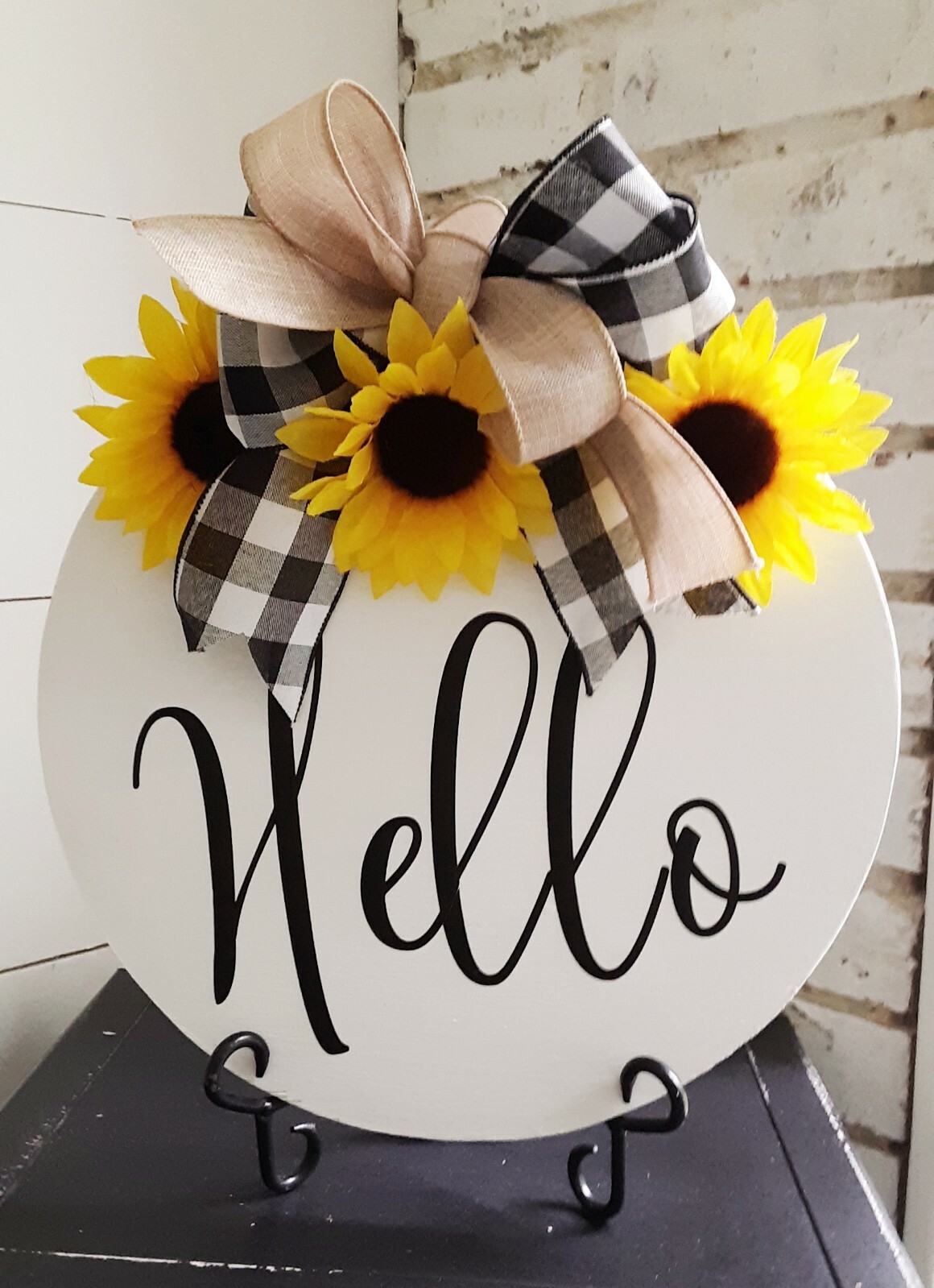 Hello Round Front Door Hanger Everyday Summer Modern Wreath Wall Sunflower 16 For Sale Online
