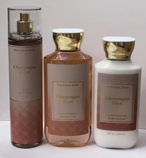 SET BATH & BODY WORKS CHAMPAGNE  TOAST BODY MIST LOTION & SHOWER GEL- NEW