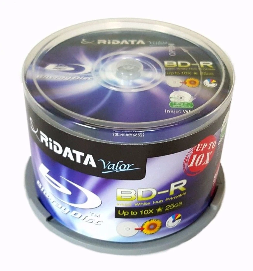 25 RIDATA Valor BluRay Up to 10X Blank BD-R 25GB White Inkjet Printable -Sleeve - Image 3 of 4