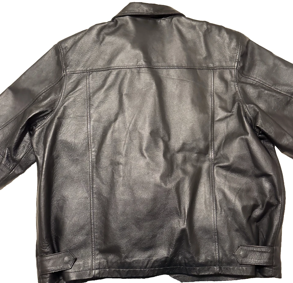 CHAQUETA DE CUERO PARA HOMBRE Cremallera Abrigo Negro Motociclista Motocicleta Forrado Afeitadora Lake XL Foto 2 de 4