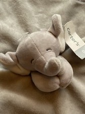 CARTERS Gray Elephant Lovey NWT Satin Backing Trim Security Blanket