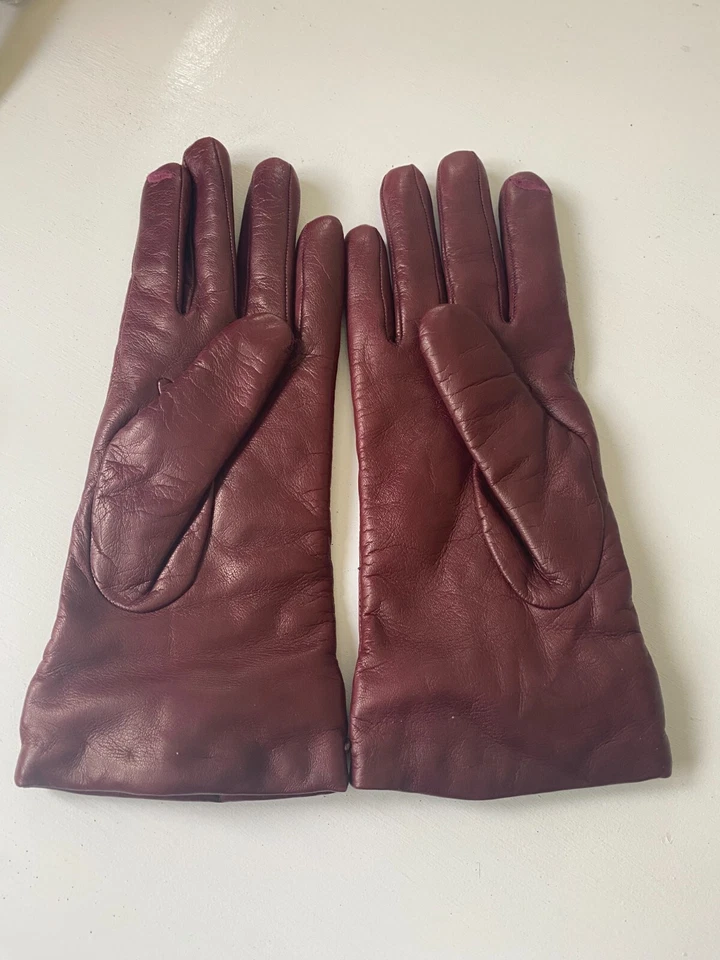 Guantes de cuero Diane Von Furstenberg talla 6,5 forro de cachemir hebilla detalle de correa Foto 3 de 4