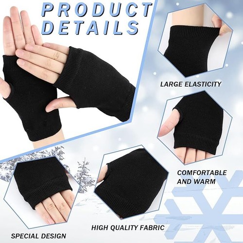 NEU Halb Fingerlose Handschuhe Winter Strickhandschuhe Weich Warm Damen Herren - Bild 5 von 53