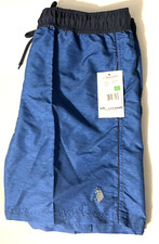 NEW U.S. Polo Assn. Men's Peached Microfiber Swim Short, Cobalt Heather Blue, L