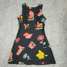 Vintage I.N. San Francisco Dress Womens 9 Whimsy Hearts Flower Black 90's Y2KUSA