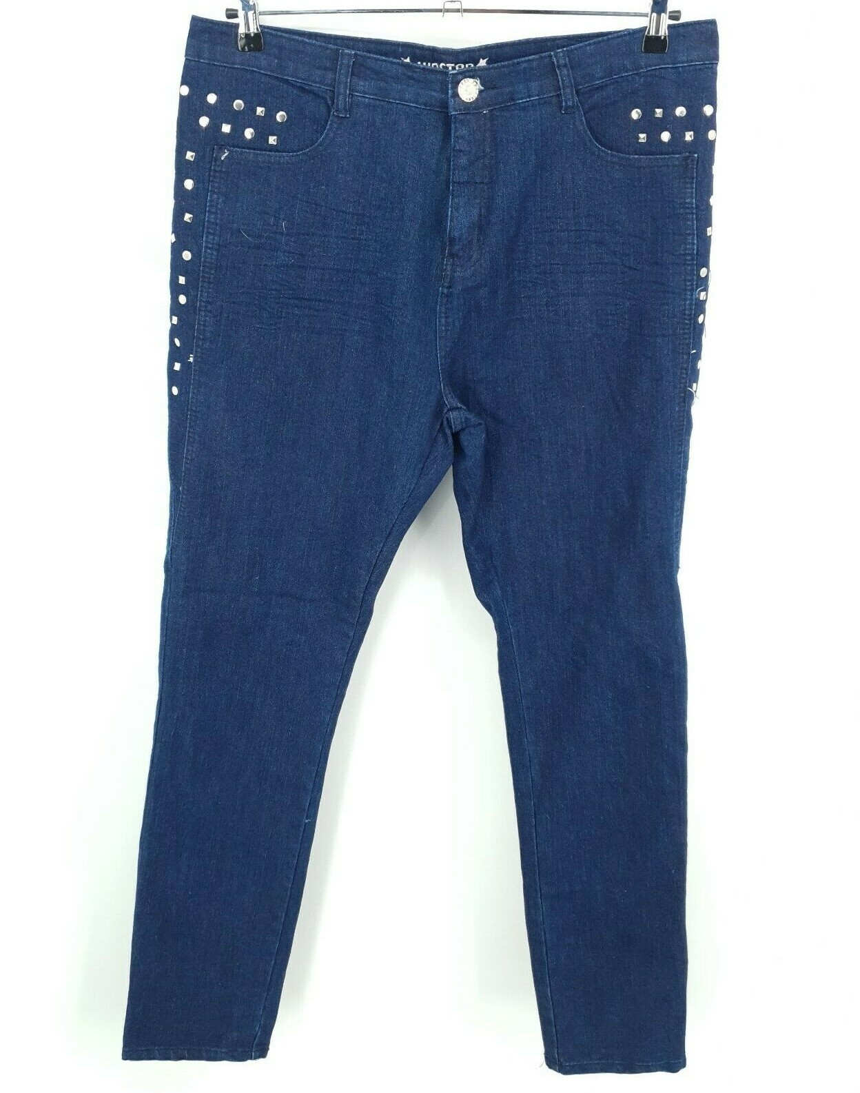 Hipstar Womens Dark Wash High Rise Skinny Jeans with Studs and Stretch-image