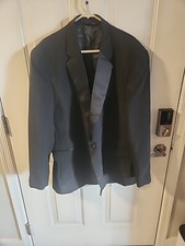 Formal Fashions Mens Size 48R Suit Jacket Blazer Black One Button Notch