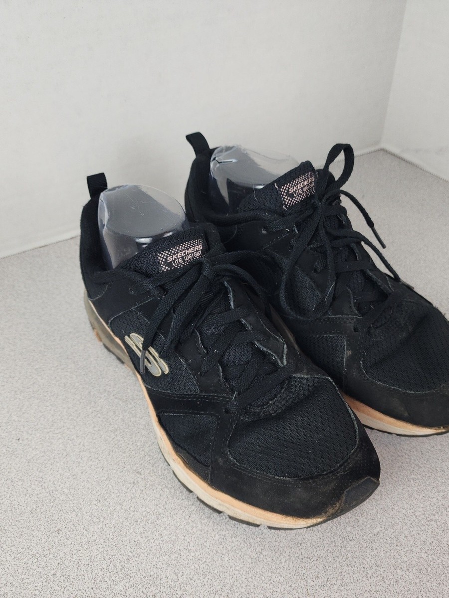 Skechers Lite Weight Sport Shoe, SN59849BF, Black w/ Peach Accent, Size