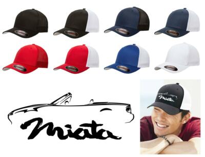 1989-97 Mazda Miata Sports Car Classic Outline Design Flexfit Trucker Hat Cap