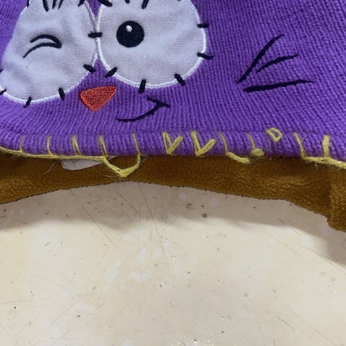 Flipeez Purple Winking Cat Knit Hat Cap Tail Moves With Squeeze Reflective Warm - Picture 6 of 9