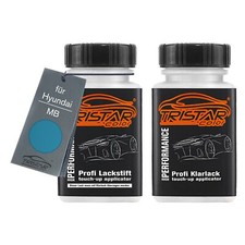 Autolack Lackstift Set für Hyundai MB Medium Blue Metallic Basis Klarlack