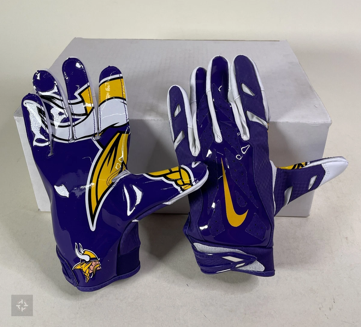 purple and gold nike football gloves