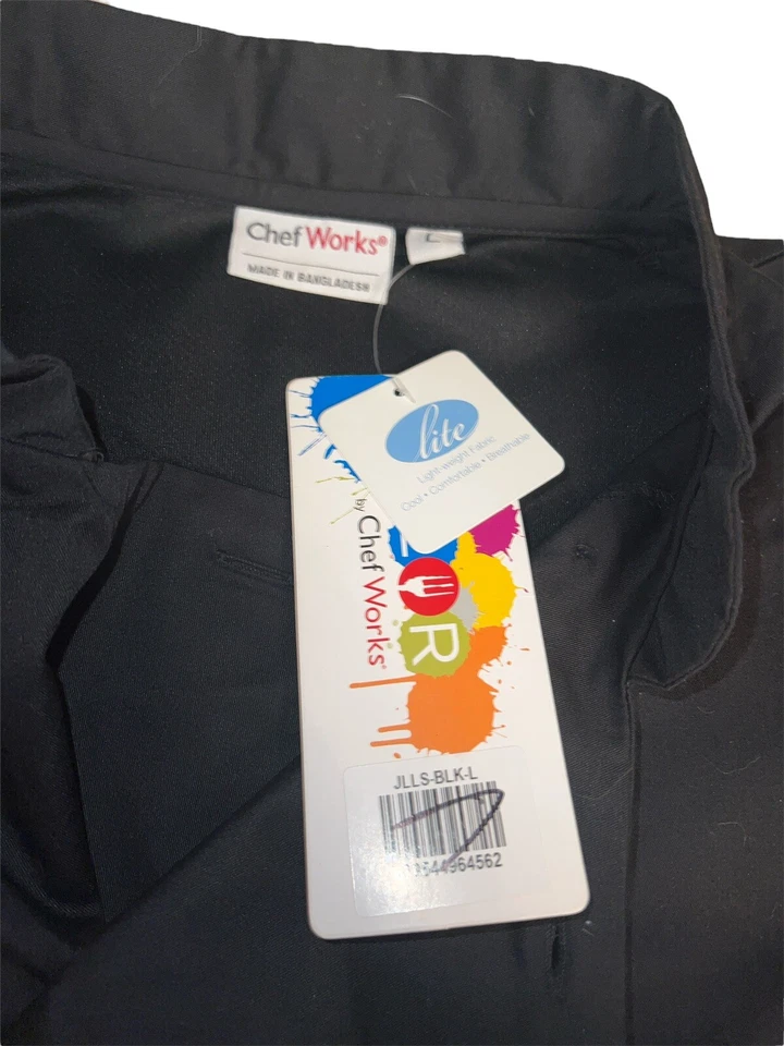 Chef Works Chefs Coat Black Long Sleeve Cooking Jacket Shirt Uniform ￼sz L - Image 2 of 4