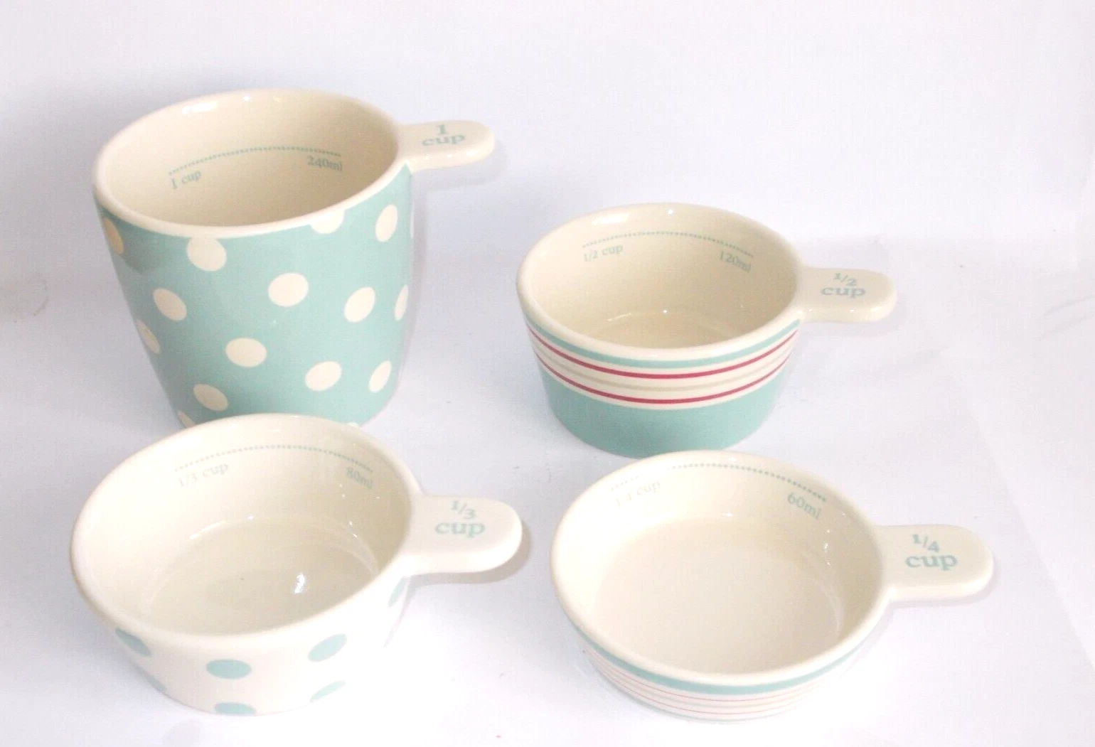 Laura Ashley Ceramic 4 Measuring Cups Set No Box