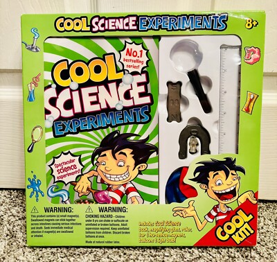 Cool Science Experiments Kit For Kids Book Magnifying Glass Magnets Light Bulb