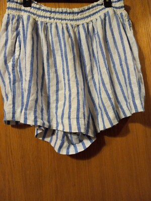 Ava & Viv Blue Stripe Linen Smocked Waist Shorts Size 2X NWT