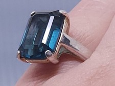 Vintage Silver 925 Blue Topaz Band Ring size 7