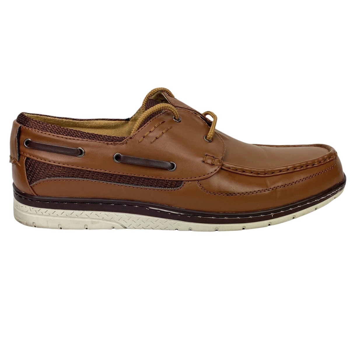 Saminto Laurenzini Brown Tan Boat Shoe Loafers Men