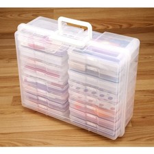 Plastic Clear Photo Storage Box Picture Storage Containers With Handle,16 inn...