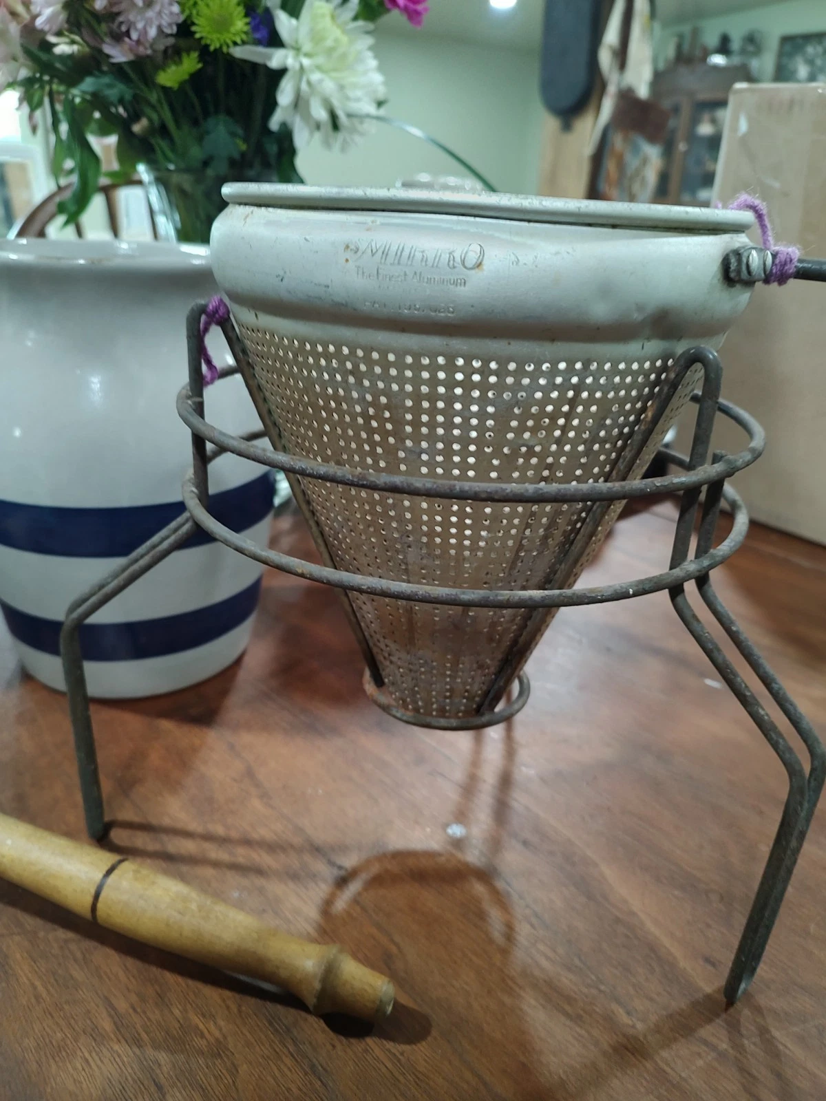 Mirro Sieve Strainer Vintage Aluminum, Made in USA, 9