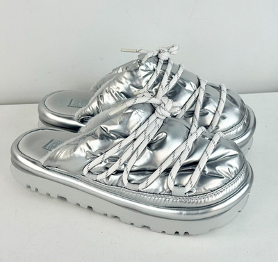 Women's - UGG HI Shine Spaceslider Slide Silver Sandal Size 8
