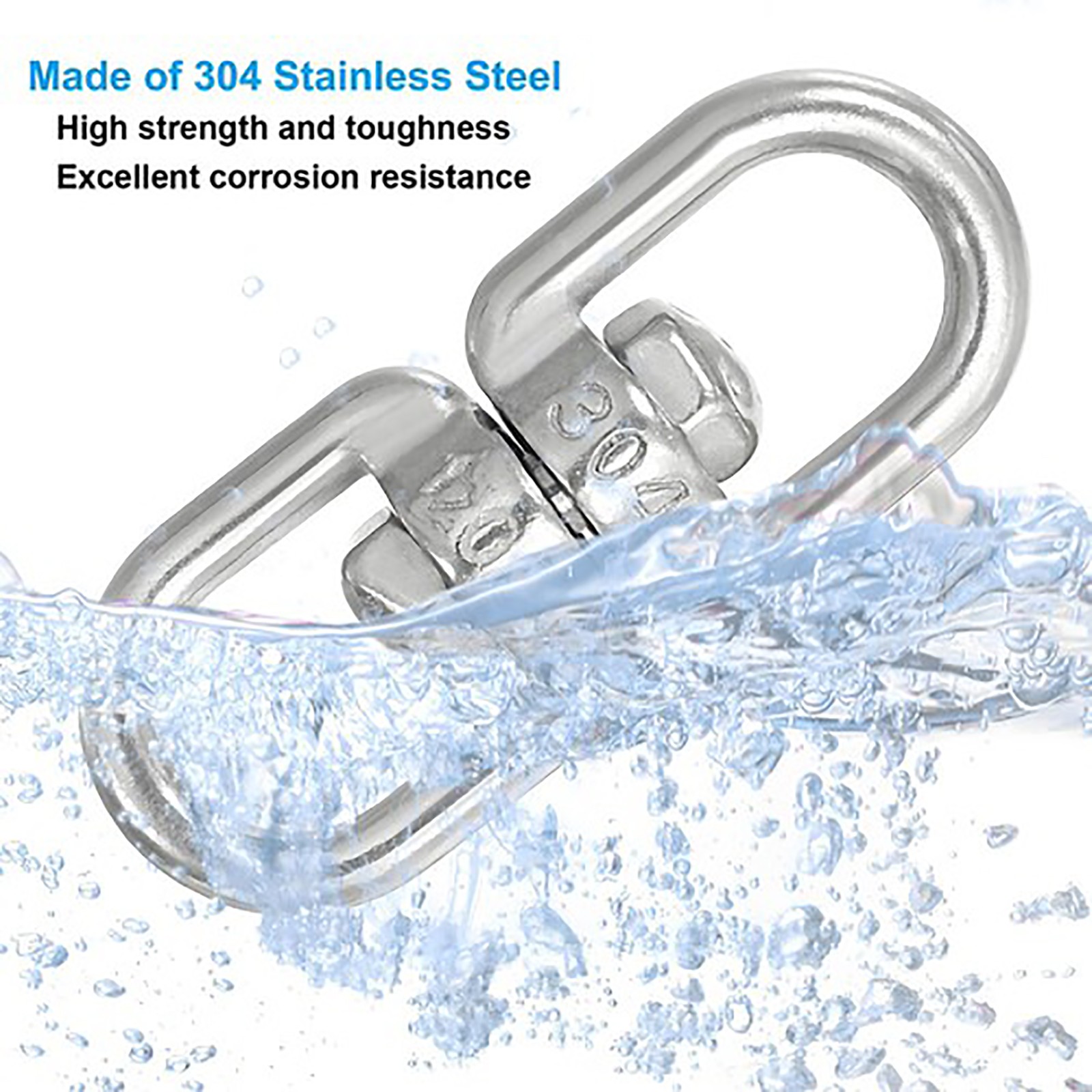 Stainless Double Eye Swivel Rings Dog Leads Anti Tangle Hooks Boat Rope Chain