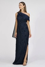 JS Collections Elodie Neck Drape Gown, Navy Blue; Sz: 10; 298