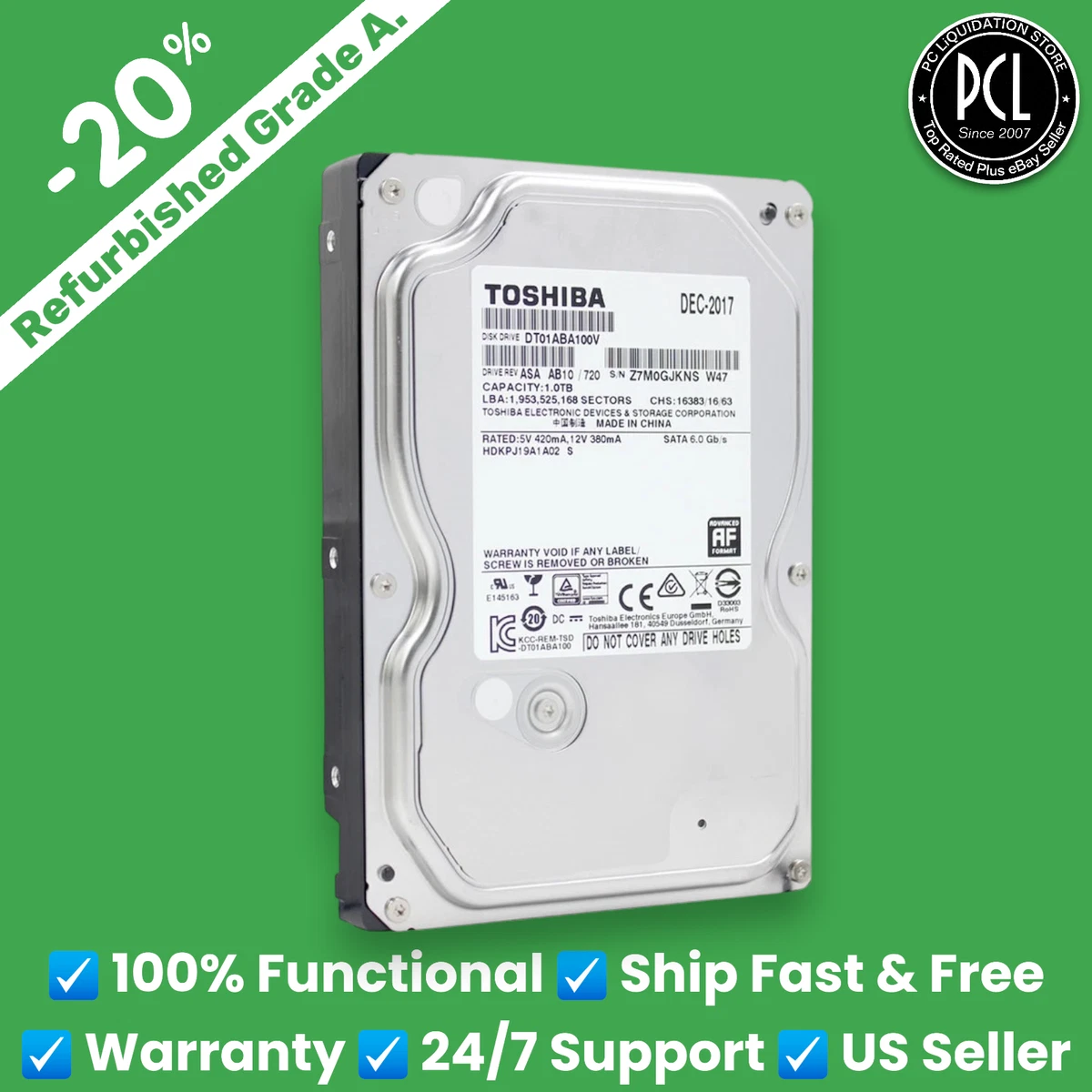 Toshiba SATA I 1 TB 3.5 in Form Factor Internal Hard Disk Drives