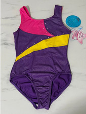 NWT S 6/7 MORET ACTIVE Tank Leotard Bodysuit Dance Gymnastics Gym Purple Pink