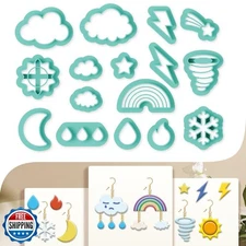 beinkmake 16Pcs Weather Polymer Clay Cutters Sun Moon Cloud Clay Earrings Cut