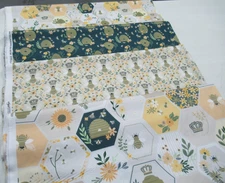 Timeless Treasures quilt-craft fabric THE BEES KNEES bundle 4 styles x 1 yd each