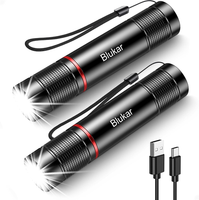 Blukar Led Taschenlampe Aufladbar, Superhelle Zoombar Mini Torch Mit 4 Lichtmodi