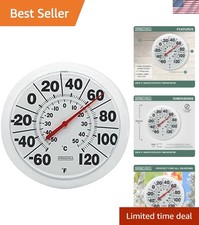 8-Inch Wireless Indoor Outdoor Dial Thermometer - Large Display Durable Design