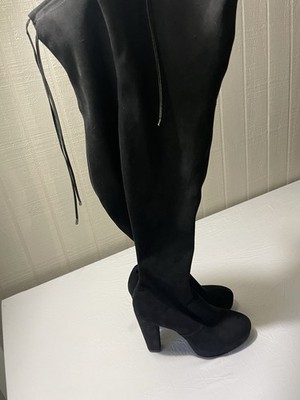 $118 GIANNI BINI Trillia Suede Over Knee Block Heel Boots Black 8.5 NWOT