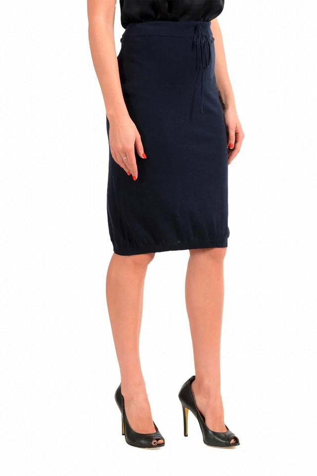 Falda Suéter Malo Para Mujer Azul Marino 100% Algodón US S IT 40 Foto 2 de 4