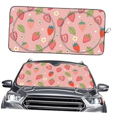 Windshield Sun Shade, Front Window Sun Shade for Car Pink Berries Strawberry
