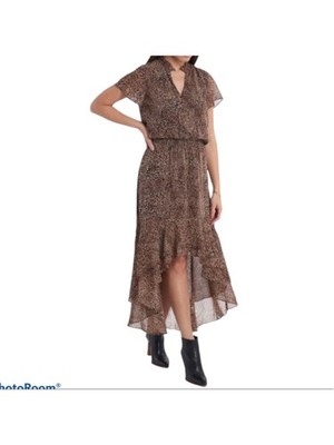 1. STATE Womens Beige Lined Flutter Sleeve Split Maxi Party Hi-Lo Dress XS