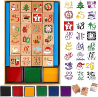 1-24 Stempel Adventskalender Zahlen Aus Holz, Weihnachtskalender Stempel FüR Bas