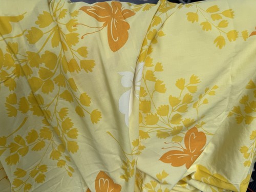 Vintage Mariposa Butterfly Springmaid Percale King Sheet Flat Fitted 78x80 Yello