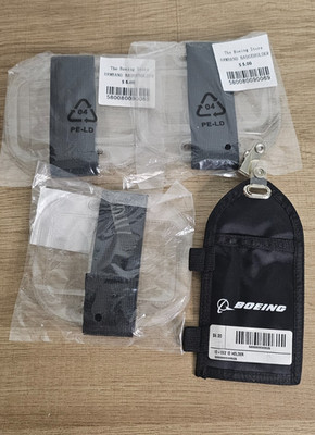 3-BOEING CLEAR ARMBAND ID HOLDERS, 1 - CLIP ON ID HOLDER NWTS