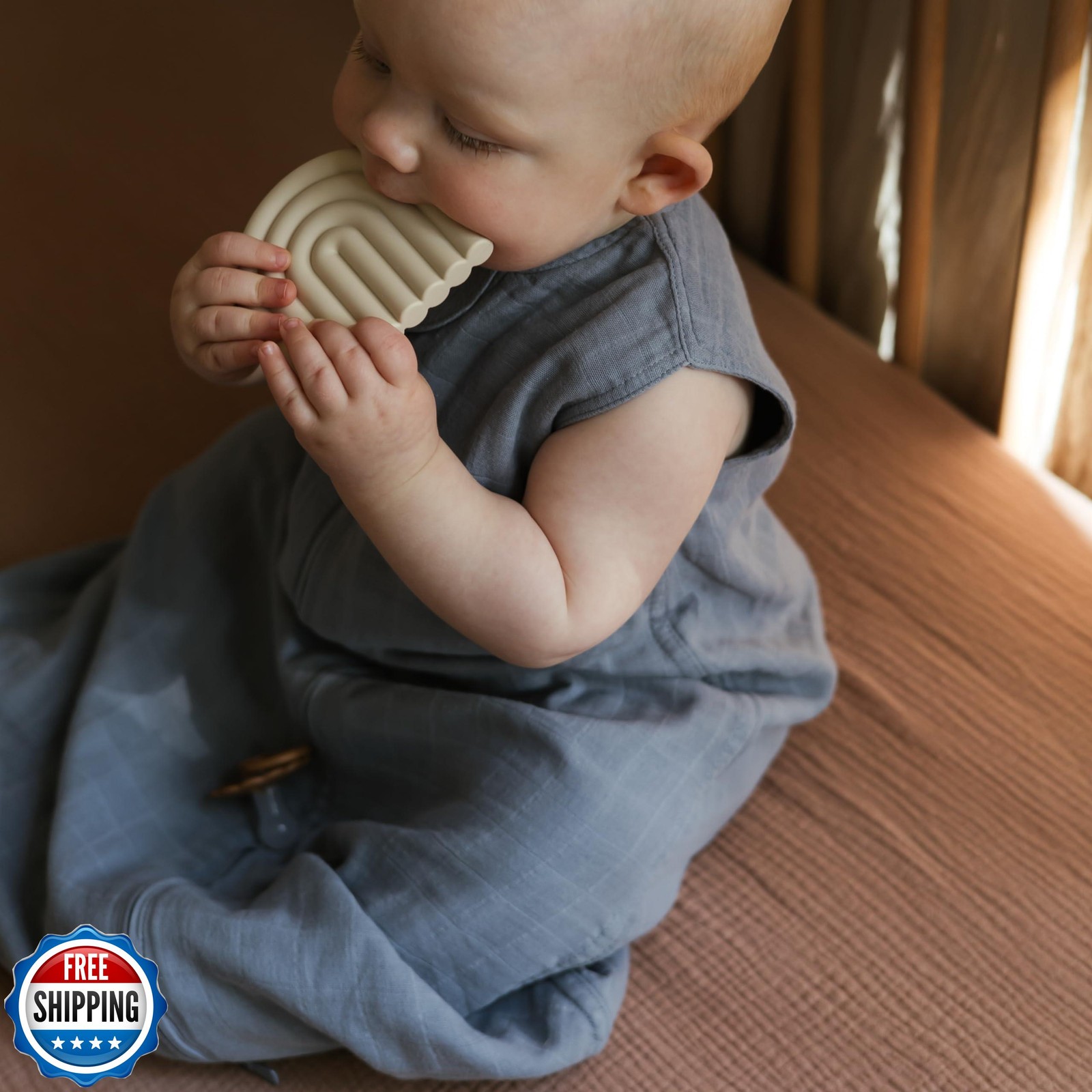 mushie Silicone Baby Teether Toy | Rainbow (Shifting Sand)