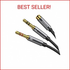 UGREEN Headphone Splitter for Computer 3.5mm Female to 2 Dual 3.5mm Male Braided