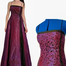 Vintage Y2K Morgan & Co Stars Purple Black Prom Dress Size 7/8 Fairy Whimsigoth