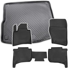 Gummi Kofferraumwanne Fußmatten Set für VW Touareg 2 2010- Laderaumwanne Matten