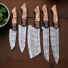 HandMade FORGED DAMASCUS STEEL CHEF SET Kitchen Knives 2803