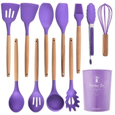 Kitchen Silicone Cookware Set, 12-piece Non-stick Cookware, Heat-resistant, B...